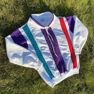 Blast sweater wide neck stripes retro red purple